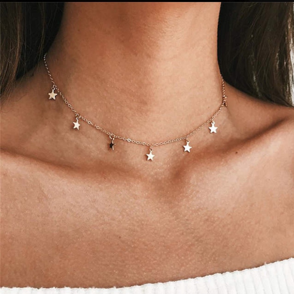 Gold or Silver Multi Star Choker - Picture 2 of 3